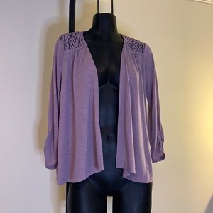 Women’s Small Maurices Light Purple Short Cardigan With Lace